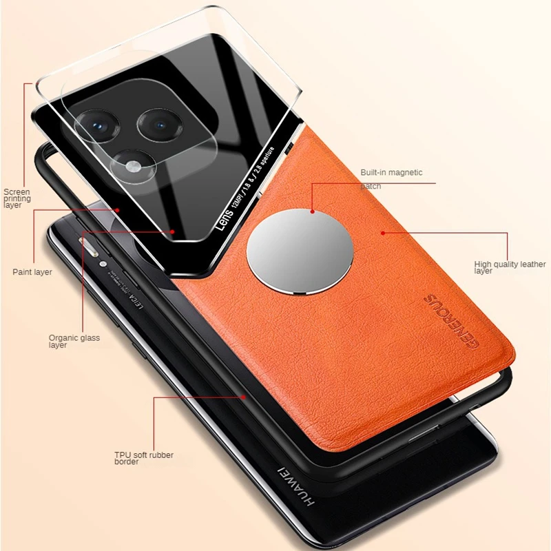 Elegant Leather Texture Shockproof Case with Magnetic Suction Holder