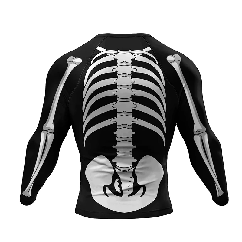 Skull Mma Compression T Shirts + Pants Rashguard Men Boxing Fightwear Thai MMA Kickboxing Shorts Grappling Dummy bjj Sport Shirts