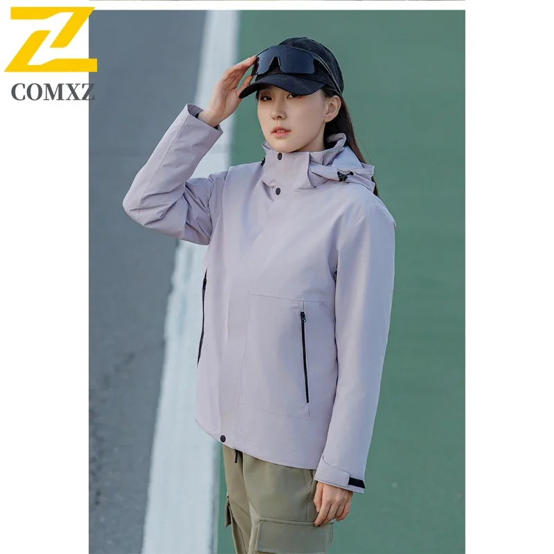 COMXZ Thickened Outdoor Mens Jacket Skiing Cold Protection Warm Parka Minimalist Hooded Comfortable Autumn Wear Outerwear