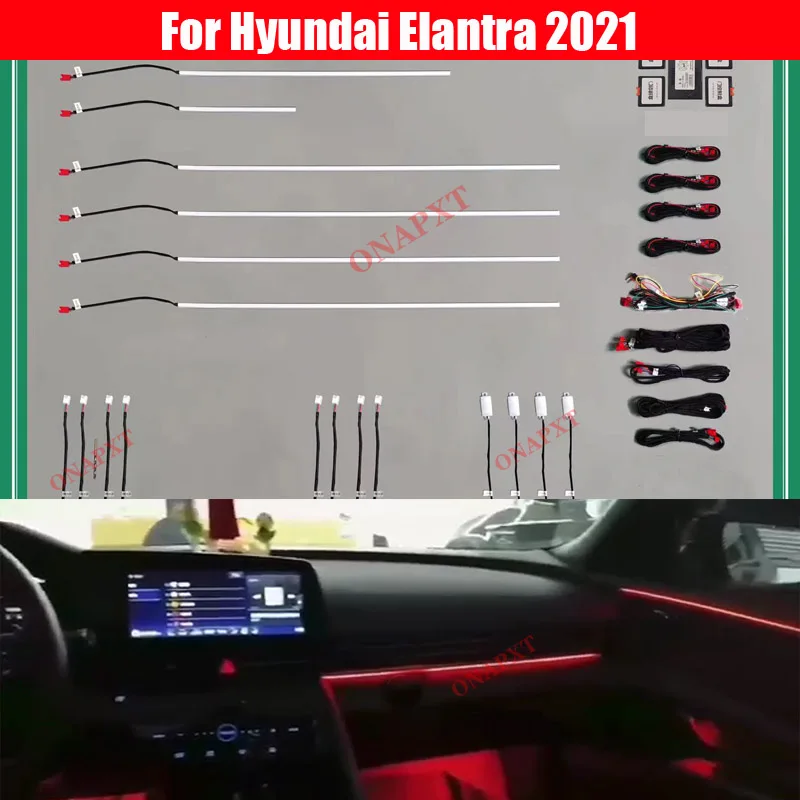 64 Colors Set For Hyundai Elantra 2021 Screen Control Decorative Ambient Light Led Atmosphere