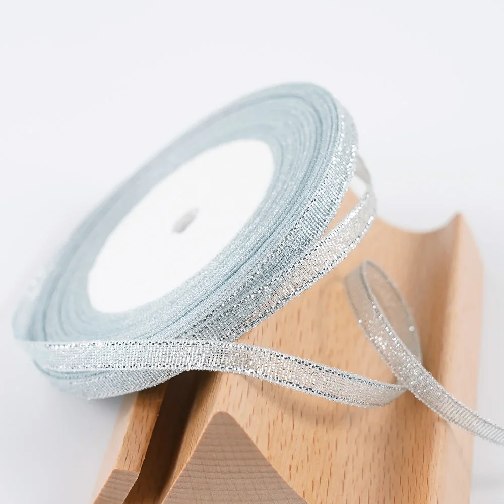 22m Glitter Silver/Gold Ribbon for DIY Crafts, Gift Wrapping, and Decor