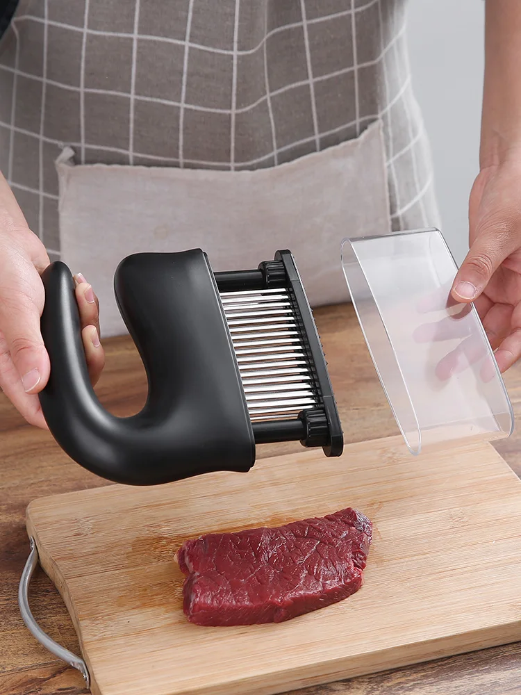 Meat Tenderizer 48-pin Knocking Meat Piercing Taste Needle Household Steak Hammer Stainless Steel Beating Tool Meat Tenderizer