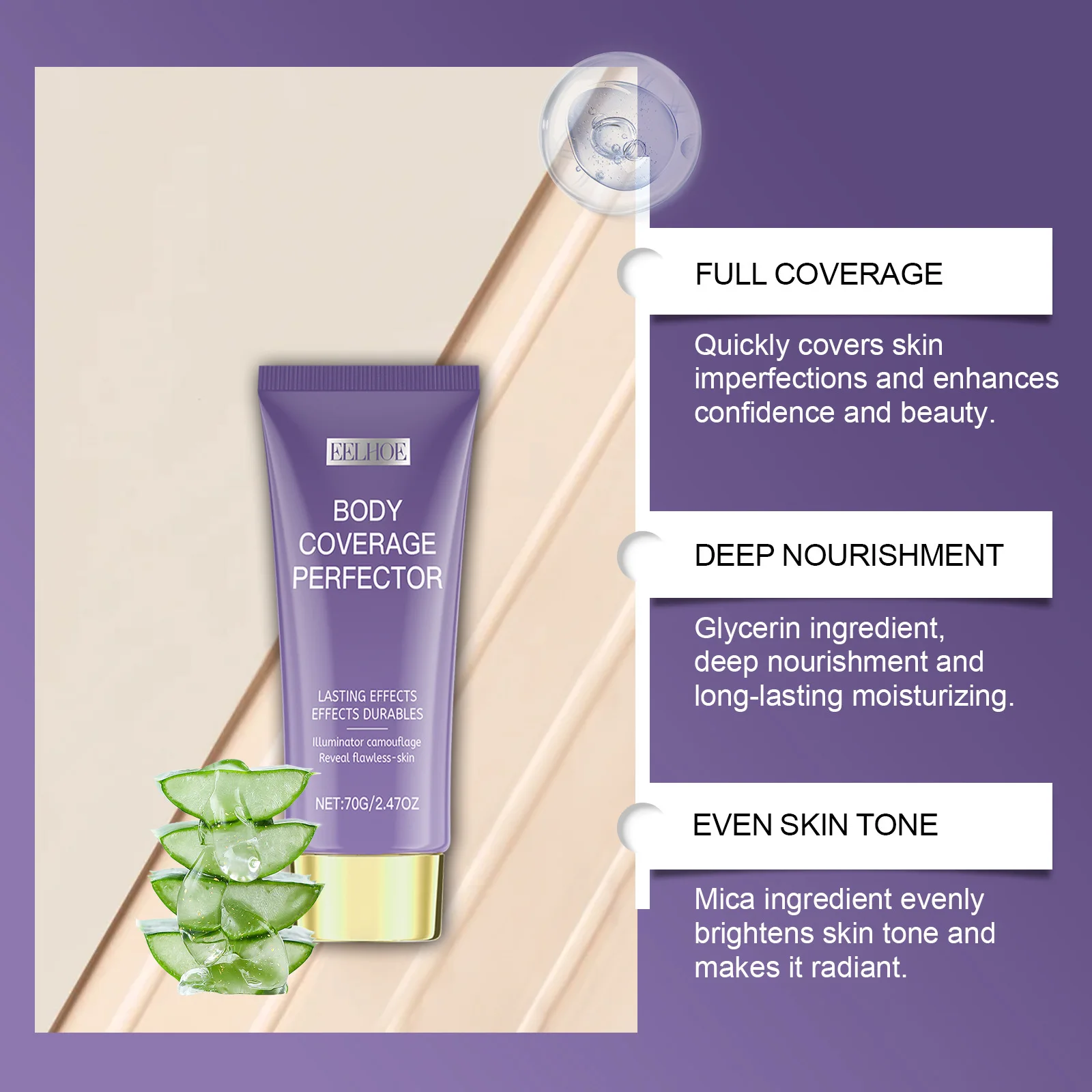 EELHOE Tattoo Concealer Waterproof Makeup to Cover Skin Blemishes Brighten Cover Tattoo Contour Makeup Liquid Concealer Cosmetic 4