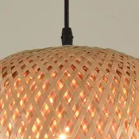 Bamboo Lantern Pendant Lamp Natural Rattan Wicker E27 LED Chandeliers Hand-Woven Lampshades Lighting Fixture Hanging Light 4