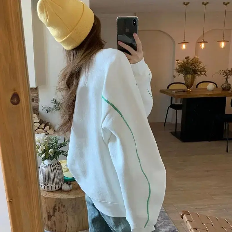 Embroidery Solid Korean Street Trendy Women Hoodies Autumn Winter New in Hoody Ladies Fashion Classic Style Casual Pullover