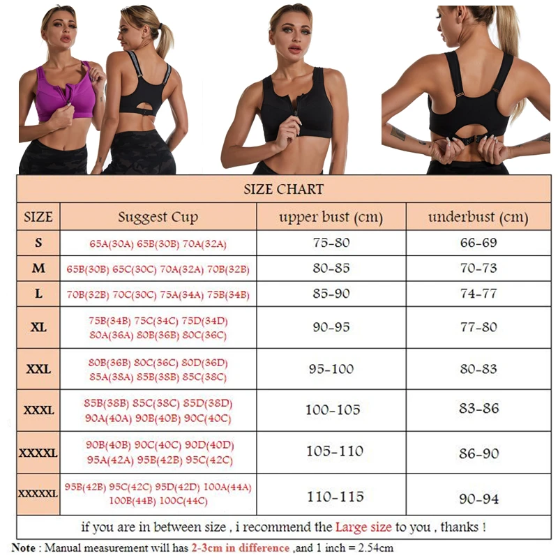 Sports Bras for Women High Impact Full Support Workout Running Wirefree  Front Adjustable Shockproof Vest Bra (Color : Rose red, Size 