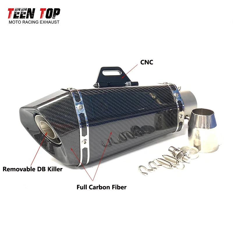 Universal Motocycle Exhaust Muffler 51mm 60.5mm Modified Escape Moto Carbon AK Exhaust BJ300GS BJ300 TNT300 Tornado 302R TRK502X - Image 2