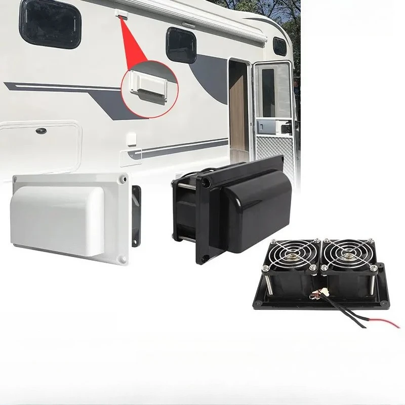 พัดลมดูดอากาศ DC12V 6W สำหรับห้องครัวรถบ้าน - ดูดควันน้ำมันและระบายอากาศอย่างรวดเร็ว (สีดำ/ขาว, ทนทาน, ติดตั้งง่าย) 1