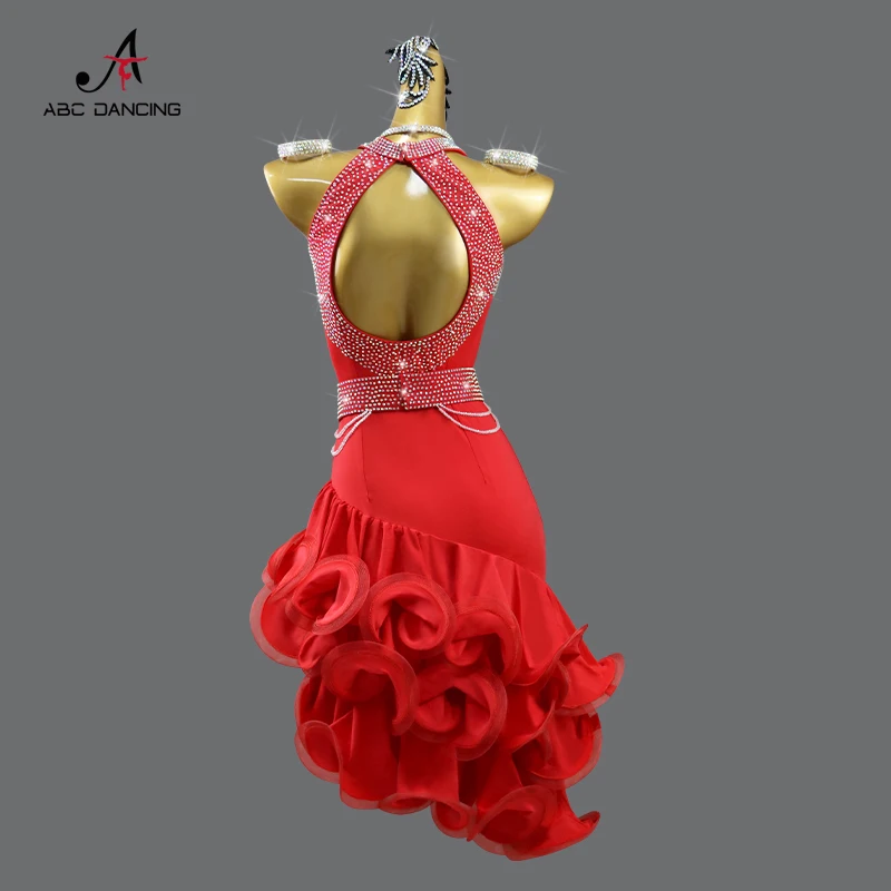 Ensemble Haut + Jupe Pour Fille Latine Pour Danse Latine - Robe Fendue Pour Salle De Bal Competition Fete Performance Sur Scene