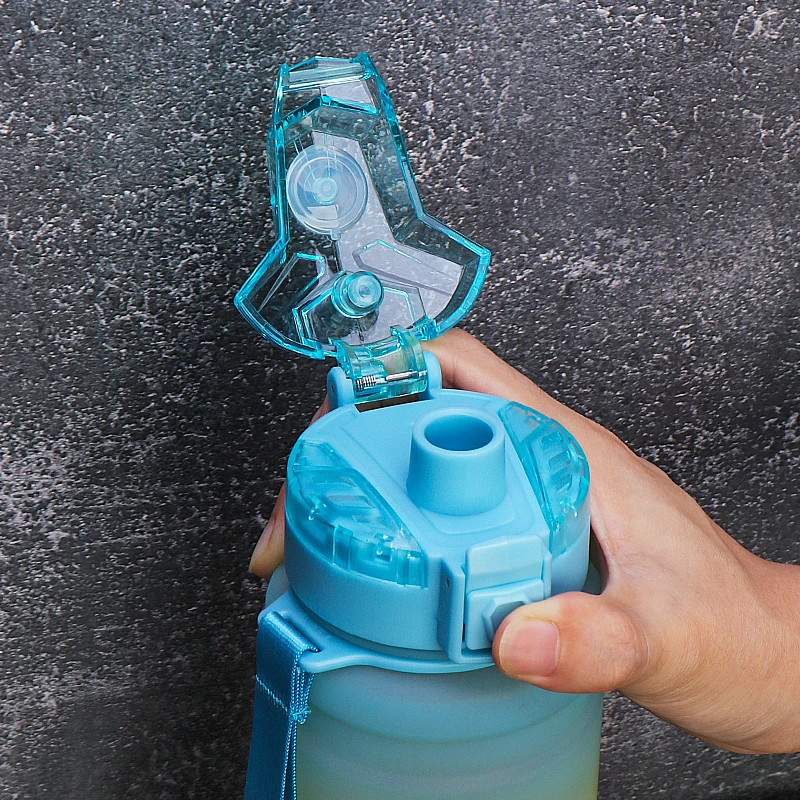 ZOUNICH 500/1000ML Gradient Sports Water Bottle Portable LeakProof Colorful Bottle Travel Plastic Drinkware BPA Free