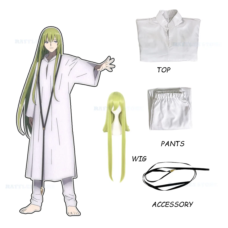 

Anime Fate Grand Order Enkidu Kimono Cosplay Costume White Robe Green Wig Halloween Party Set Strange Fake Whispers of Dawn