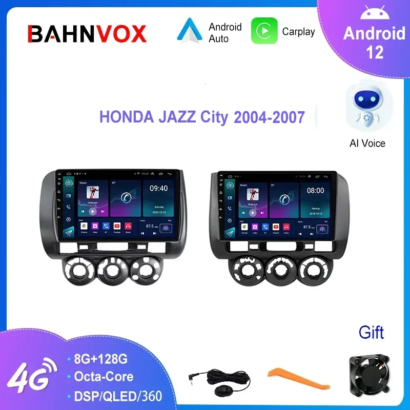 

Автомобильная магнитола 2DIN, 9 дюймов, Android 12,0, GPS-навигация, мультимедийный видеоплеер для Honda Fit Jazz City 2004-2007
