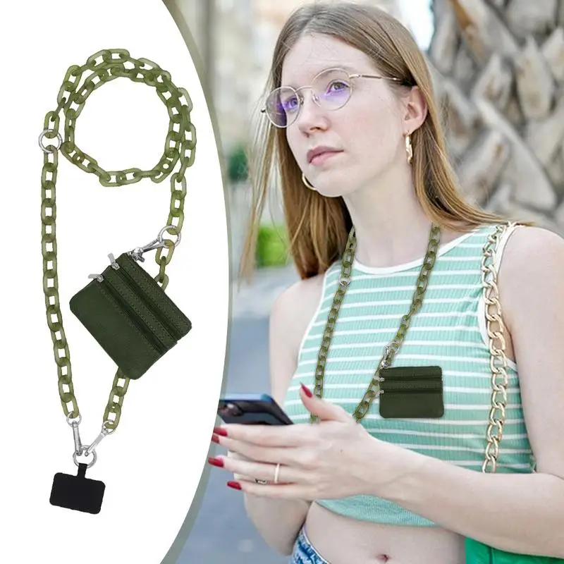 Lanyard For Phone Cellphone Chain And Pouch Aesthetic Adjustable Chain Cell Phone Strap Stylish Phone Holder With Wallet For