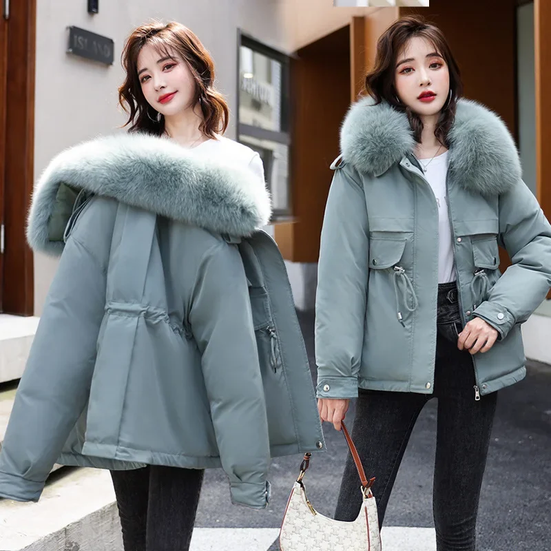 

Fashionable imitation rabbit hair inner tank winter new women's slim waist cotton jacket