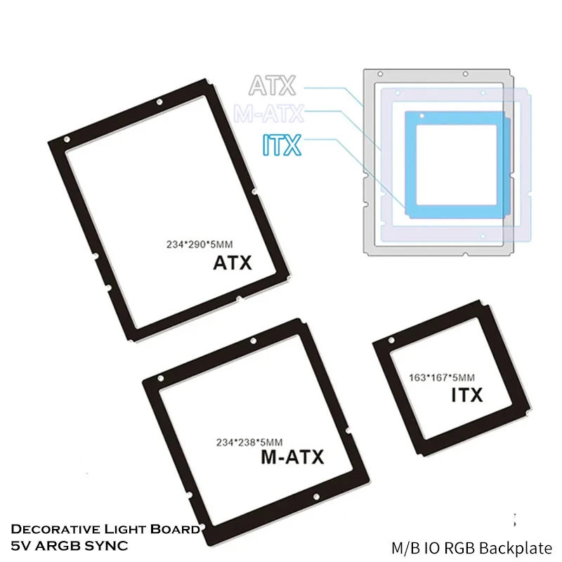 Desktop PC MB Backplate RGB Decorative Lightboard ATX/MATX/ITX Motherboard Back Light Light-emitting 5V ARGB SYNC - 2