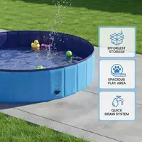 Piscine pliable pour chien bleue 160 x 160 x 30 cm en PVC, piscine pour chiens et animaux de compagnie, piscine pour animaux de compagnie pour jardin, terrasse et loisirs en plein air, bain pour chien pour se rafraîchir en été, piscine portable pour chiens de grande et petite taille 3
