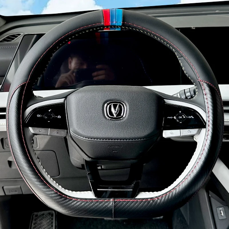 

For Changan CS75 Plus 2022-2023 Hand sewn steering wheel cover modified interior accessories decorative accessories