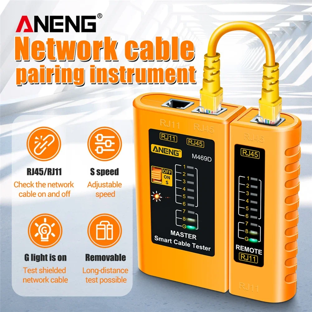 Network Cable Tester ANENG M469D Network Cable Tester RJ45 RJ11 LAN Telephone Line Tracker