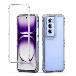 Hybrid Armor Shockproof Phone Case with Hard Plastic Frame and Transparent TPU Back Cover for Reno 12 Pro CPH2629 (Clear)