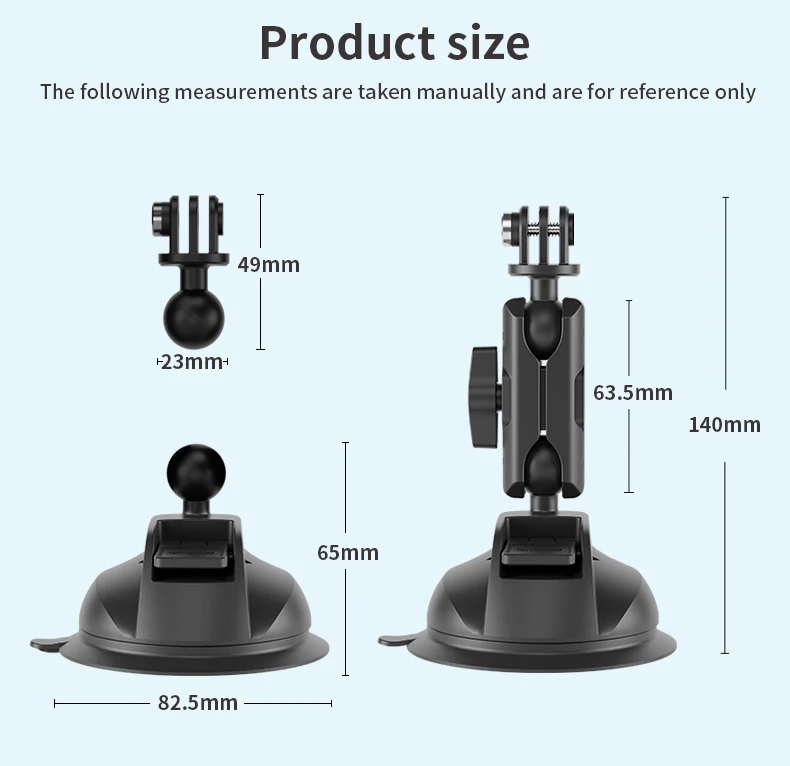 TELESIN Car Phone Action Camera Holder Suction Cup 360 Adjustable 1/4 Standard A