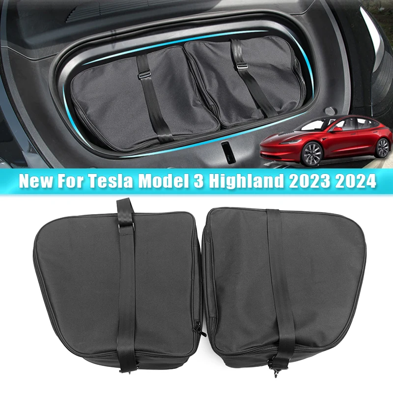 Car Front Trunk Storage Bag For Tesla Model 3 2016-2021 2022 Highland 2023 2024 Portable Storage Box Waterproof Organizer Packet