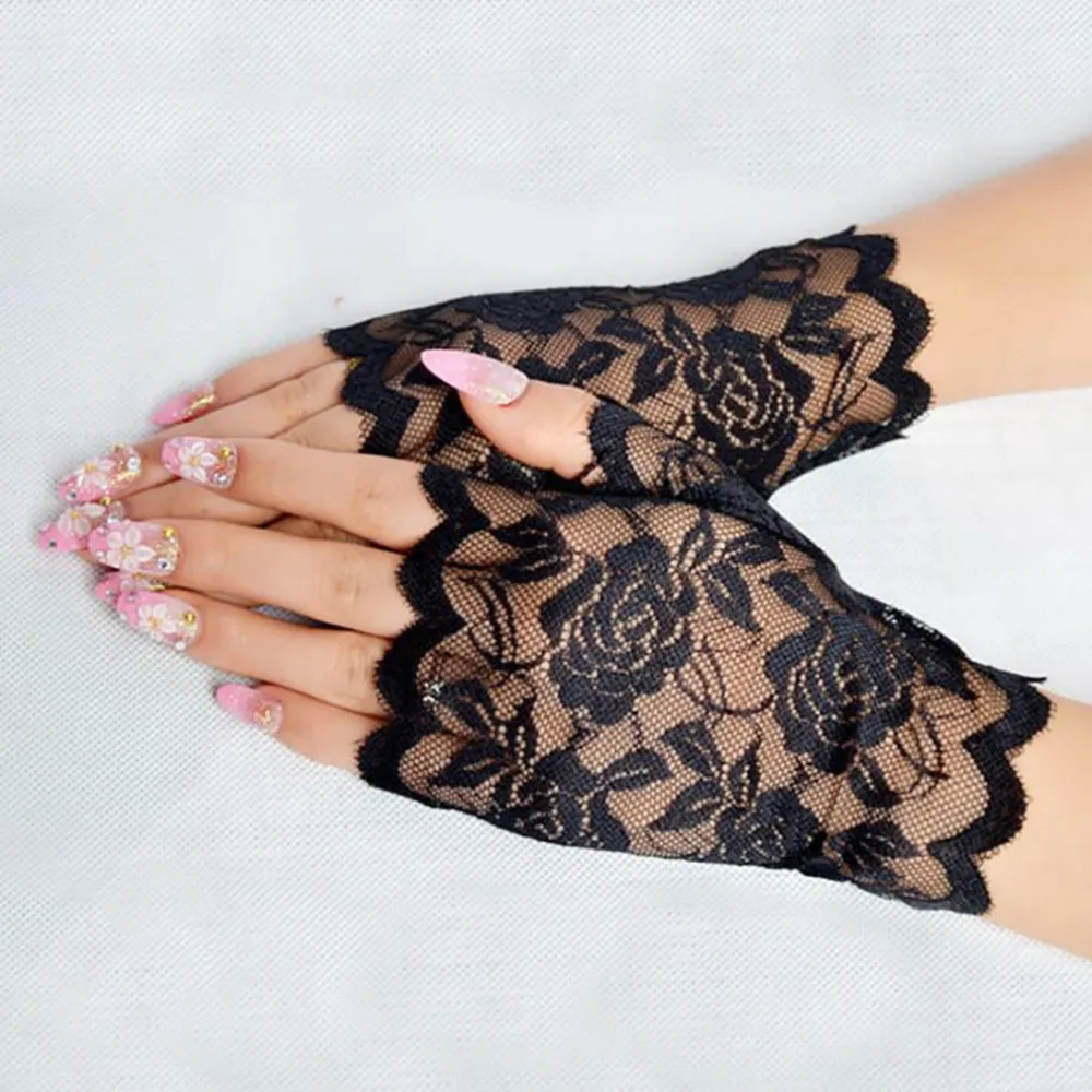 

Fashion Sailor Dance Long Fingerless Womens Sexy Lace Gloves Ladies Half Finger Fishnet Gloves Mesh Mitten Handschoenen guantes