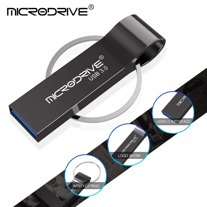 금속 USB 플래시 드라이브 펜드라이브 16GB 32GB 64GB 고속 메모리 스틱 USB3.0 디스크 128GB 방수 키링