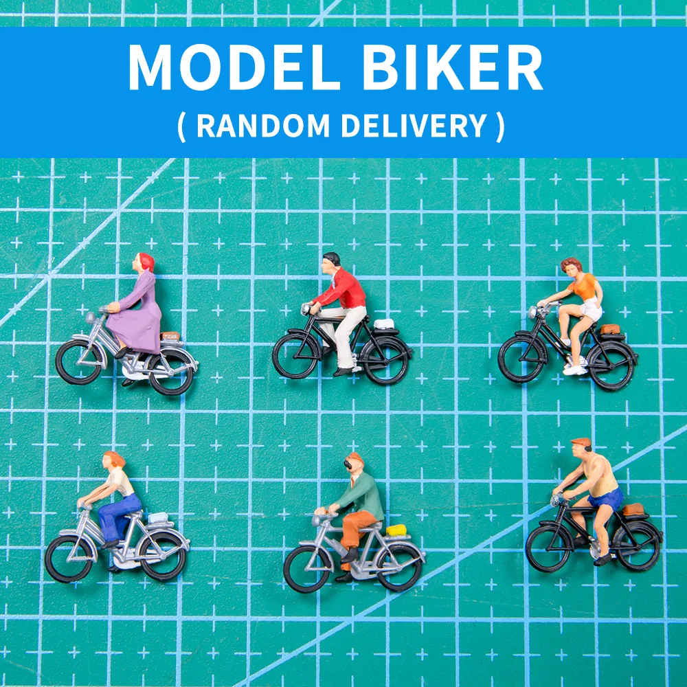 1pc/2pcs/6pcs Ho Scale 1:87 Miniature Cyclist Rider Figures Model ABS Painted People Architecture Building Layout Random Types 5