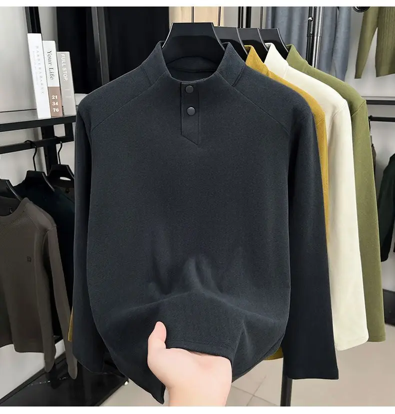 Herbst und Winter Neue männer Sweatshirt Taste Stehkragen Casual Langarm T-shirt Vielseitig Warme Pullover Top – Detail 6