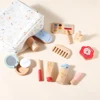 Baby Wooden Pretend Play Makeup Toys Simulation Cosmetics Set Girls Play House Hairdressing Simulation Make Up Preschool Toys 2