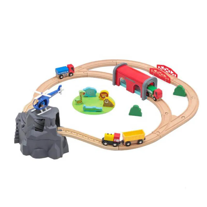 

Wooden Track Toys Scene Small Train Tracks Combination Compatible With Brand Wood Train Track Toys For Children