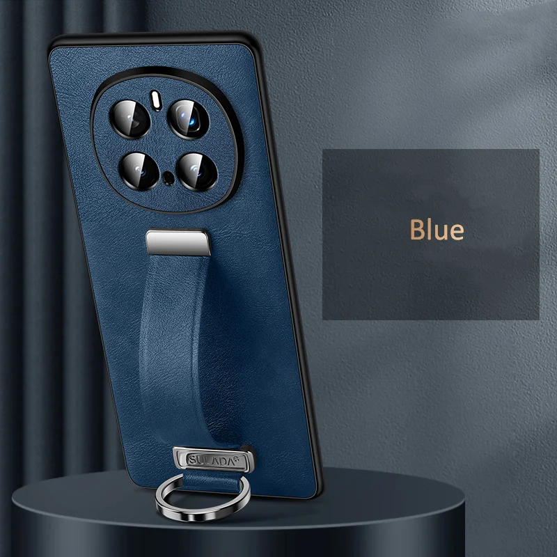 Luxury PU Leather Finger Grip Strap Case with Belt Loop - Premium Business Protector Shell