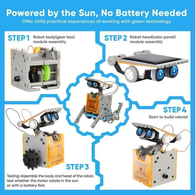 13 in 1 Solar Powered Robot Science Kit DIY Building Blocks Gift for Kids Electronic DIYs Creative Educational Assembly Toys 4