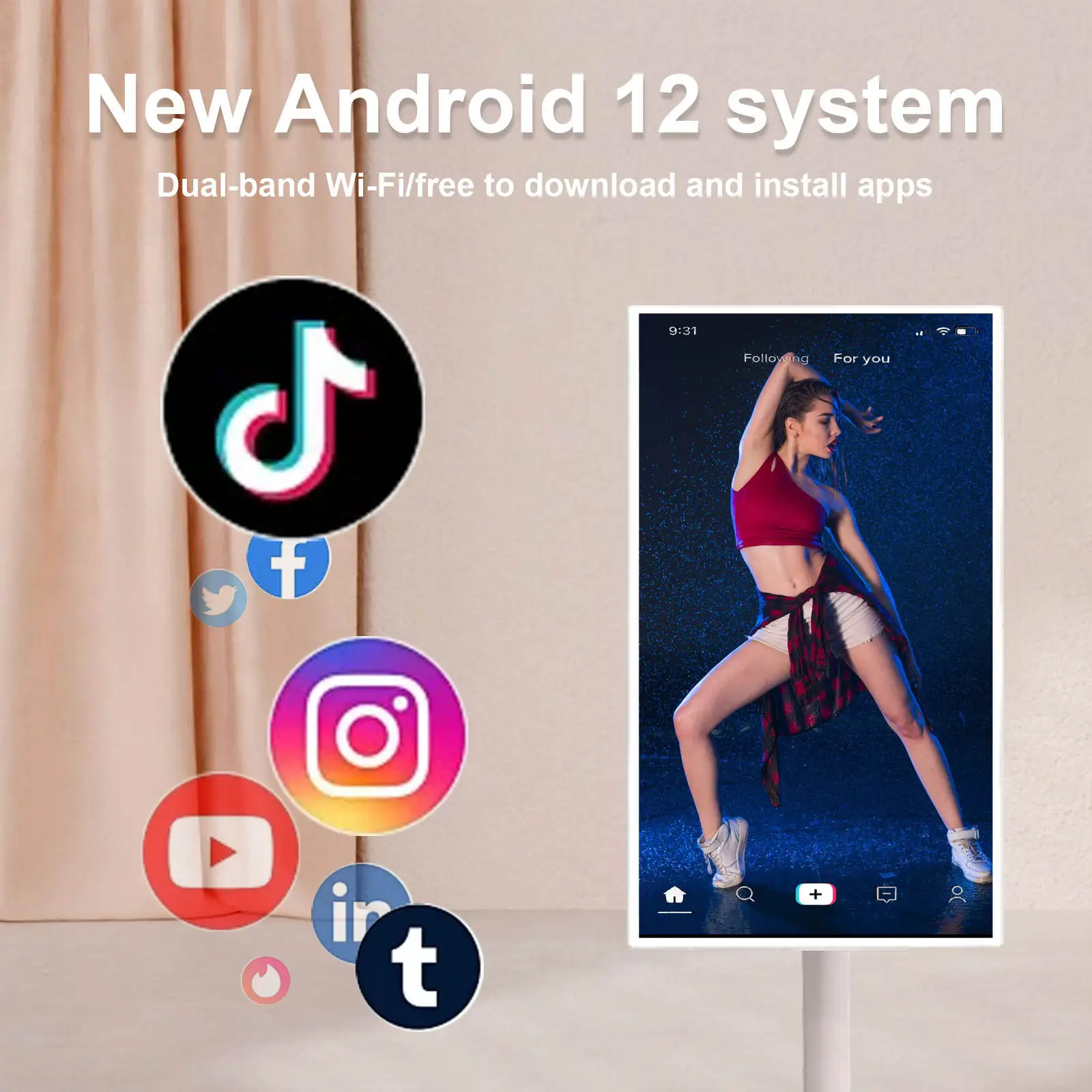 27inch Movable Touch Screen Rotating 4G Android Smart Tablet TV Standby Me Smart Television Fitness Portable Monitors