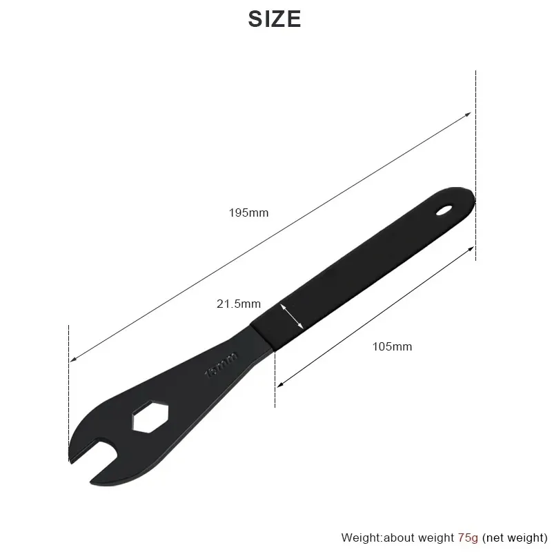 1 PC Bicycle Pedal Wrench Mountain Bike Repair Tool Road Removal Remove Some Hub Models 15 Thickness 2MM Dual Purpose
