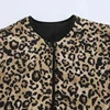TRAF Women Winter Coats Vintage Leopard Quilted Jacket Woman Outerwears Autumn Long Sleeve Short Padded Jacket Warm Woman Coats 3