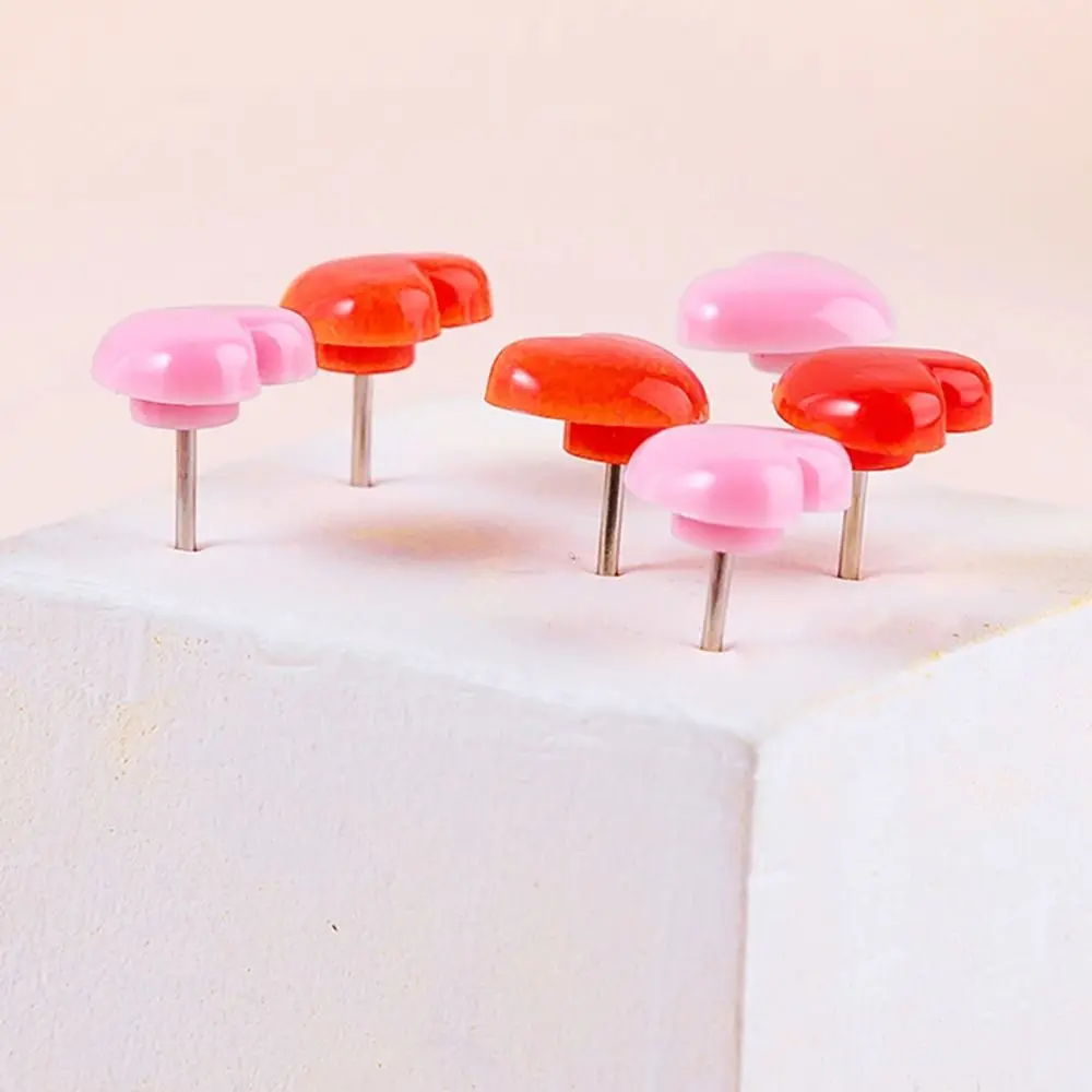 100PCS 재사용 가능한 핑크 레드 압정 사진 핀 러브 하트 푸시 핀 고정 압정 사무용품