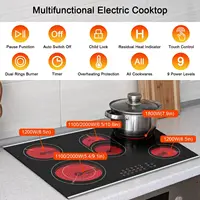 30Inch Electric Cooktop 5Burners Electric Stove Ceramic Cooktop Drop-in Electric Radiant Cooktop with Front and Back Metal Frame 2