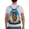 Custom Kanye West Good Morning Meme Drawstring Backpack Bags Men Women Lightweight Funny Gym Sports Sackpack Sacks for Yoga 5