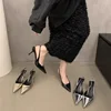 2025 Summer Silver Heels Pointed Toe Women Pumps Fashion Slip on Slingbacks Shoes Ladies Sexy Heel Party Dress Sandalias 2