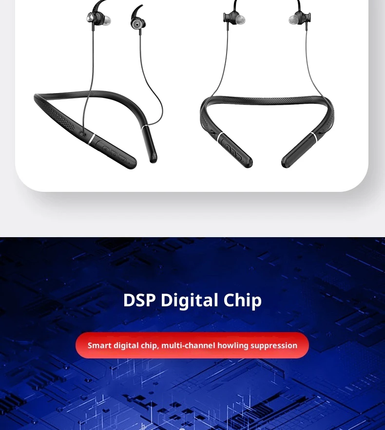 3-In-1 Neckband Hearing Aid With App Bluetooth Rechargeable Anti-Loss Headphone