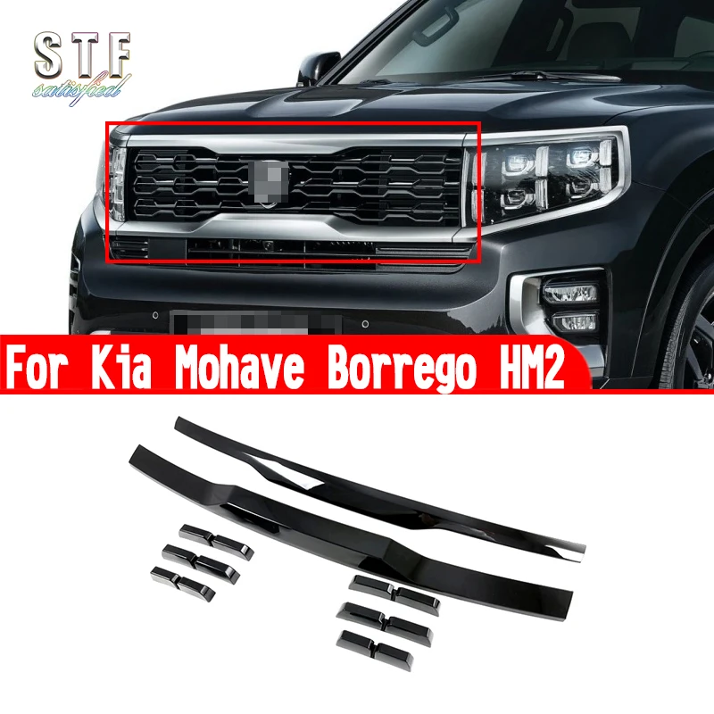 

For Kia Mohave Borrego HM2 2019-2022 Car Accessories ABS Front Grille Around Center Radiator Trim Molding Decoration Stickers