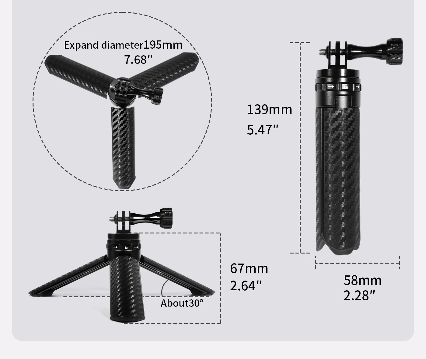 Mini-Stativ mit Schnellverschluss, magnetischer Aluminiumständer für Handykamera, Action-Kamera, universelle Fotografiehalterung, Einbeinstativ – Detail 9