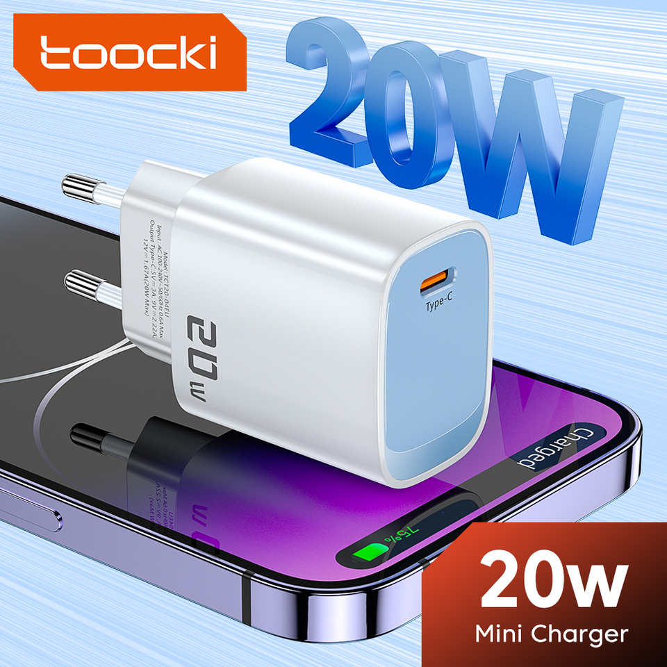 Toocki PD 20W USB C Charger Quick Charge QC3.0 Fast Type C Charger for iPhone 15 14 13 12 11 Pro Max iPad Portable USB C Charger