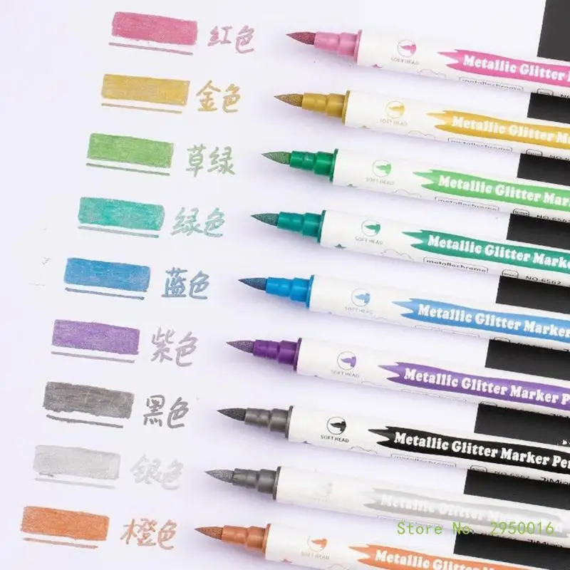 10 Pcs Double End Metallic Marker Pens Double Tip Glitter Marker Kid Art Set for Coloring Cards Making DIY Scrapbooking