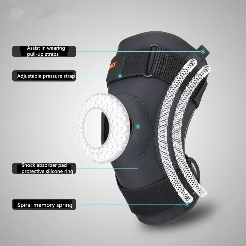 Spring Support Knee Pads Basketball Hiking Compression Shock Absorption Knee Protector Preventing Patella Knee Joint Injuries