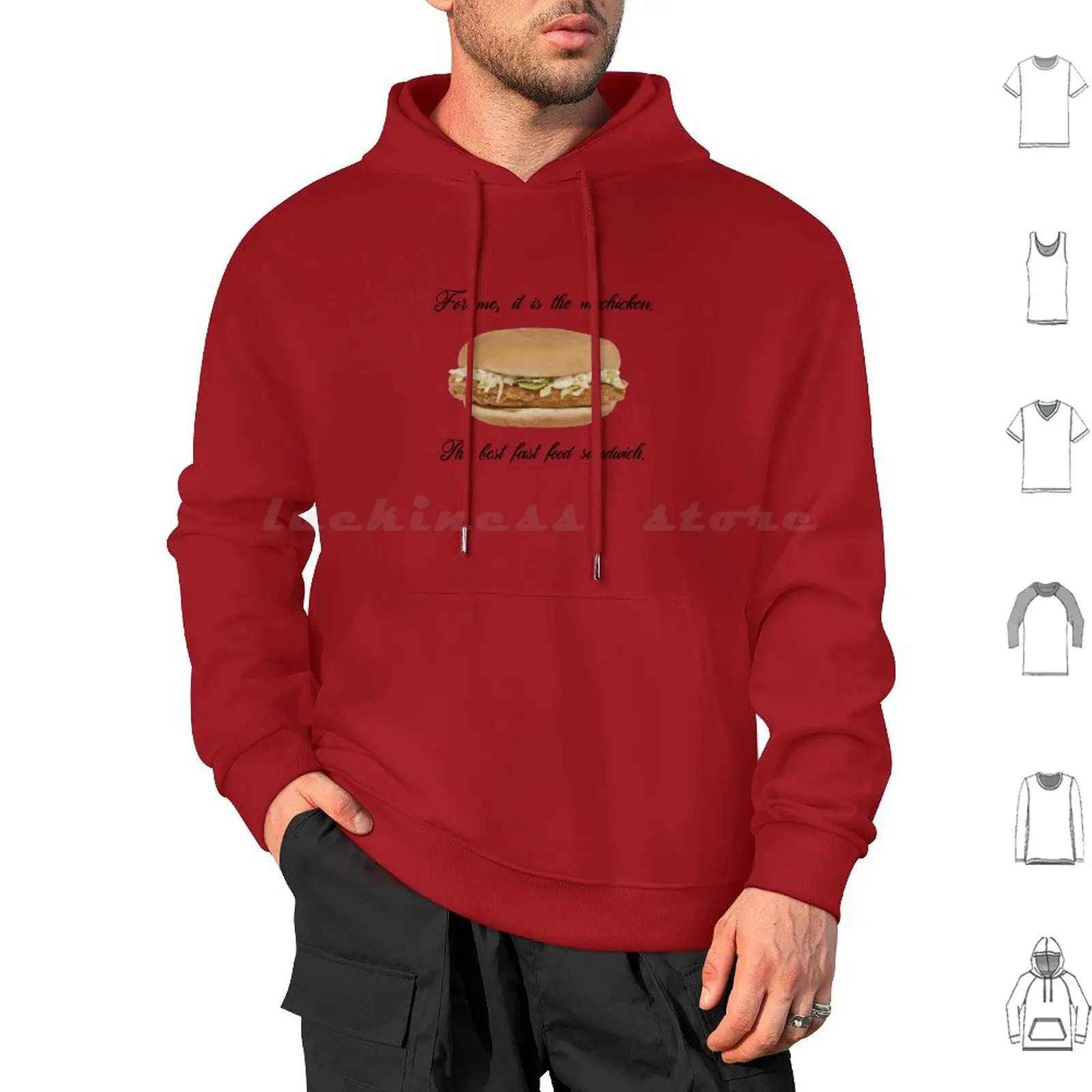 

For Me , It Is The Mcchicken. The Best Fast Food Sandwich. Red Hoodie cotton Long Sleeve