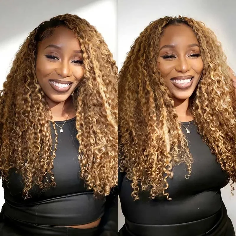 #P4/27 Highlight Burmese Curly Crochet Human Hair for Boho Braids Crochet Weave Hair Extensions Pre Separated Miracle Knots 5