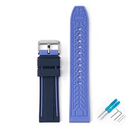Silicone Diving Watch Band - Universal 22mm Waterproof Strap with Tool Set for 22mm (Royal blue)