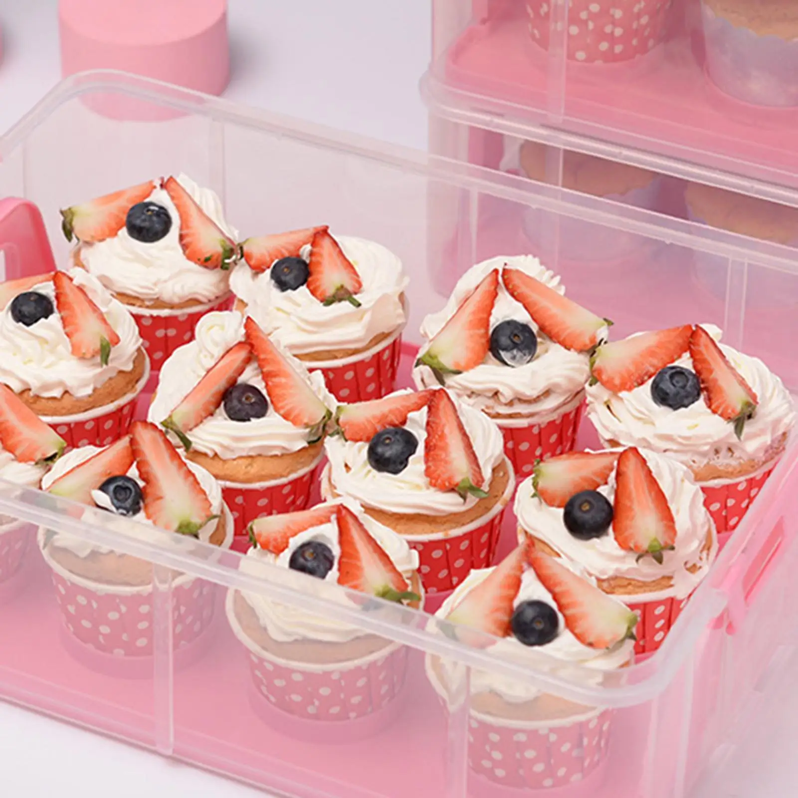 Clear Tiers Cupcake Carrier with Locking Lid Portable with Handle Food Transporter  Cupcake Holder for Baked Treats Pies - AliExpress